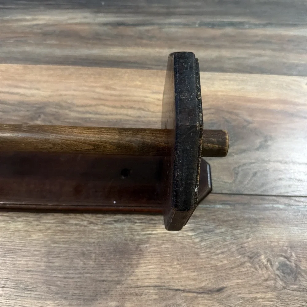 Vintage Dark Wood Wall Hanging Towel Paper Towel Holder